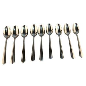 Hampton Set Of 9 Stainless Steel Fan Top Soup Spoons